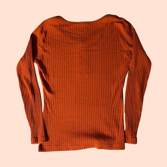 Orange Vintage Large Ribbed Top Long-Sleeved by Wrangler - Picture 2 of 2